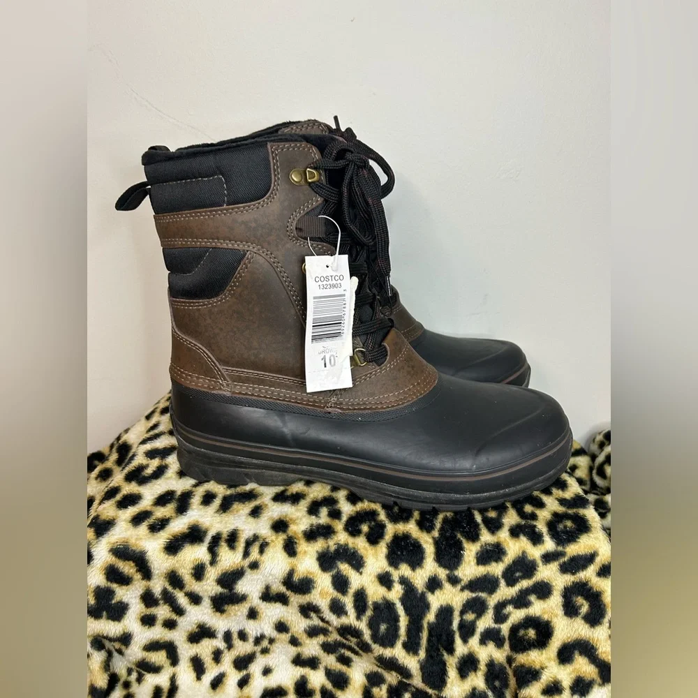 Khombu Kenny Men’s 10 Brown Black Insulated Winter Snow Boots NWT